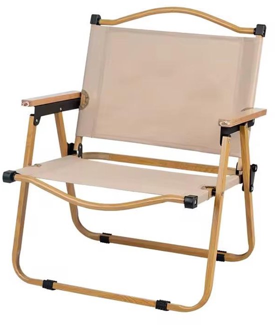 Campingstoel – Beige – 50 × 60 × 68 cm – Lichtgewicht & Inklapbaar – Comfortabele Outdoor Vouwstoel voor Strand, Tuin & Kamperen – Modern Design