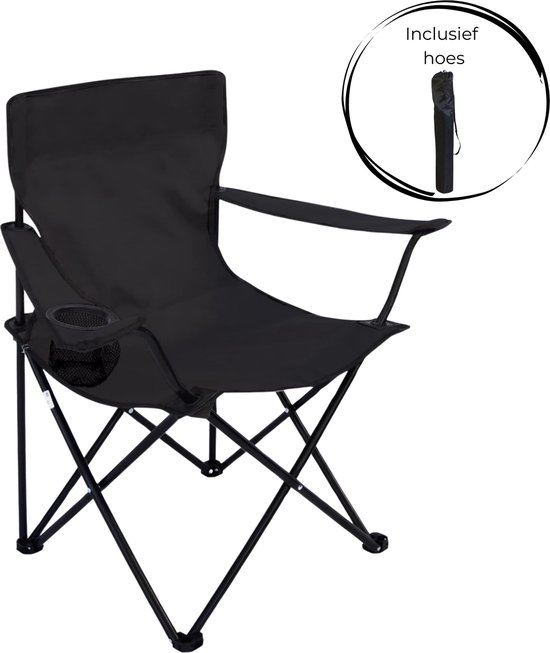 Campingstoel - Inklapbaar Visstoel - Vouwstoel - Comfortabel - Opvouwbaar Stoel - Max. 120 KG - Zwart - Rheme van Camping