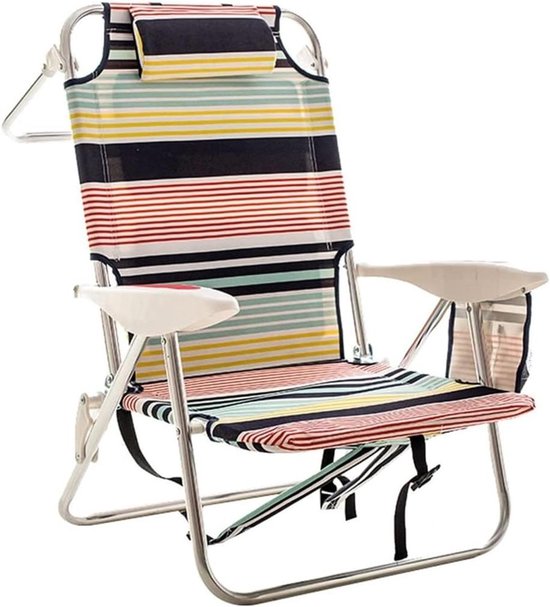 Campingstoel Klapstoel - Outdoor Stoel - Kamperen en Reizen - Verstelbaar in 4 standen - 64x70x10cm - Gestreept