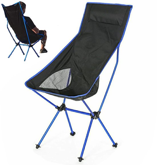 Campingstoel - Klapstoel - Vouwstoel - Strandstoel - Kampeerstoel met Hoofdsteun - Opvouwbaar - 150KG Draagvermogen - Lichtgewicht - Aluminium & Oxford - 108 cm - Voor Kamperen Vissen en Strand