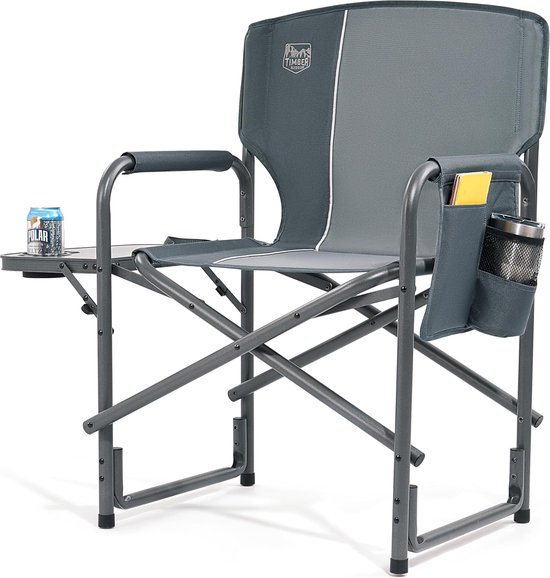 Campingstoel, opvouwbaar, 180 kg, regisseursstoel, inklapbaar, aluminium, draagbaar, ultralicht, visstoel met zijtafel van Camp