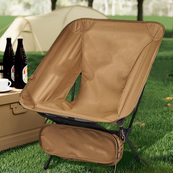 Campingstoel Opvouwbaar - Strandstoel Rugsteun - Ontspannen Buiten - Lichtgewicht Aluminium - 58 x 52 x 66 cm - Kaki