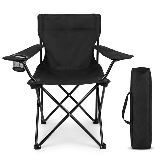 Campingstoel Opvouwbaar - Vouwstoel voor Camping - Strandstoel Lichtgewicht met Bekerhouder - Visstoel - Klapstoel Buiten - Incl. Draagtas - 100 kg van Merkloos