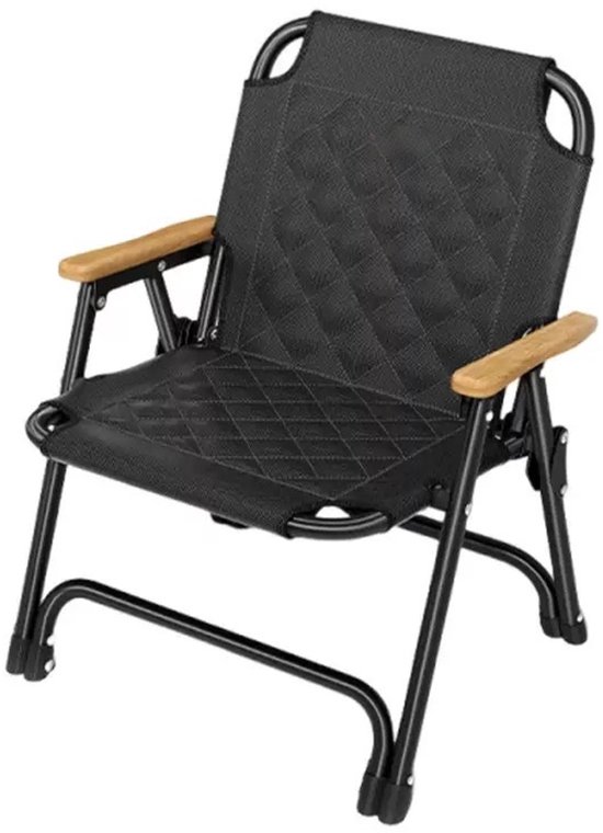 Campingstoel - Strandstoel - Vissersstoel - Visstoel - Rugleuning - Opvouwbare stoel - Zwart – 50,5x57x74 CM