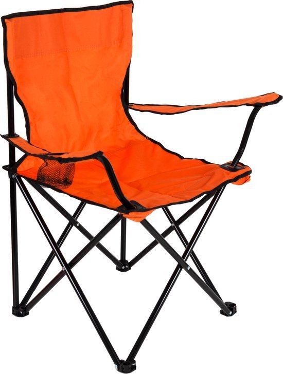 Campingstoel - Vouwstoel - Vissersstoel - Viskrukje - Kampeerstoel - EK 2024 stoel - Buiten - draaggewicht 100kg - Opvouwbare stoel - 44x49x80 cm - Oranje van Camp