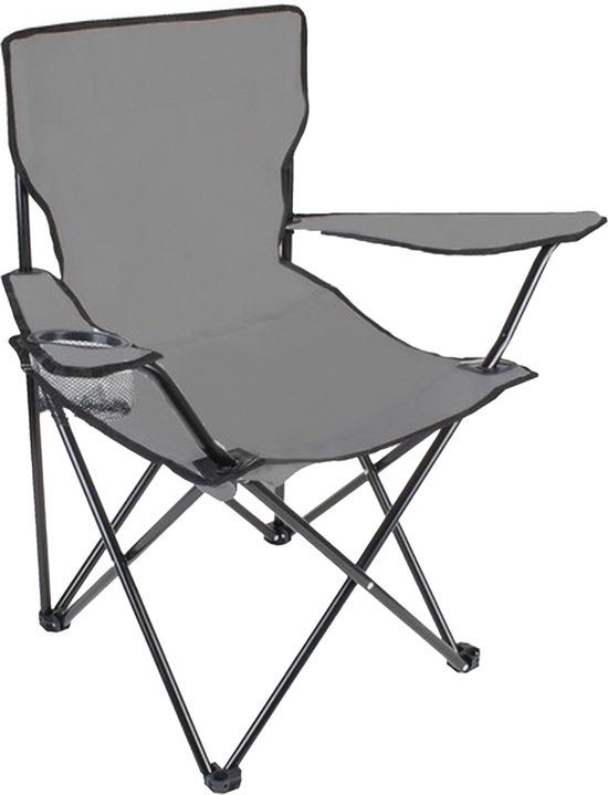 Campingstoel - Vouwstoel - Vissersstoel - Viskrukje - Kampeerstoel - Klapstoel - Buiten - draaggewicht 100kg - Opvouwbare stoel - 44x49x80 cm - Grijs van Lifa Living