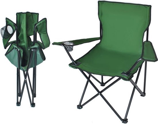 Campingstoel Vouwstoel Visstoel - Groen - draaggewicht 100kg - Opvouwbare stoel