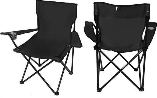 Campingstoel Vouwstoel Visstoel - Zwart - draaggewicht 100kg van Merkloos