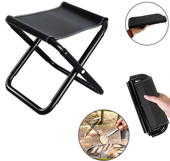 Campingstoelen -Vouwstoel - Kampeerstoel- Klapstoel -Campingkruk - Draagbare opvouwbare kruk - Opvouwbare kruk - Opvouwbare kampeerkruk - Met opbergtas - Draagvermogen tot 150 kg - Geschikt voor buitenactiviteiten, reizen, wandelen - Zwart