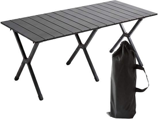 Campingtafel - 120x44x60 cm - zwart - opvouwbaar van Merkloos