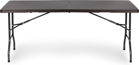 Campingtafel - 179x74x74 cm - rotan look - bruin