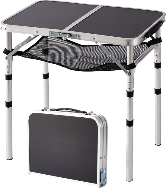 Campingtafel - 60x60x40 cm - opvouwbaar - aluminium - zwart