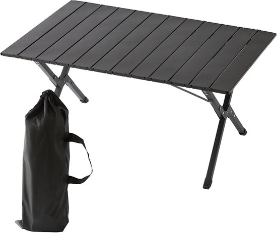 Campingtafel - 90x44x60 cm - zwart - opvouwbaar - lichtgewicht van Merkloos