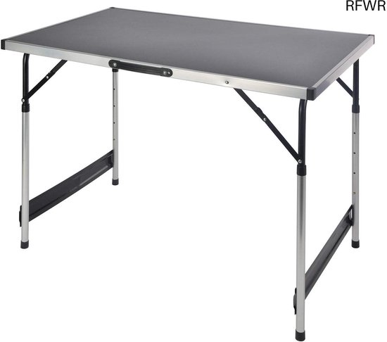 Campingtafel Aluminium - Klaptafel Buiten - Picknick en Tuin - In Hoogte Verstelbaar - 100 x 60 cm - Antraciet