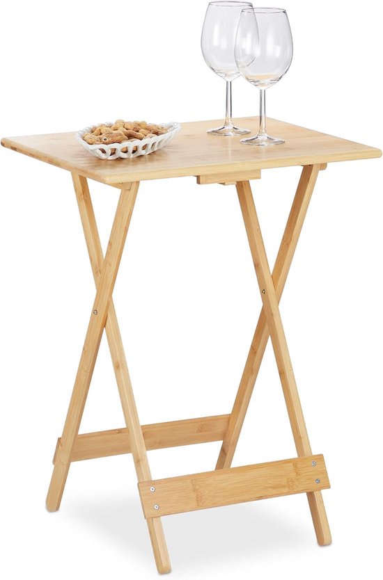 Campingtafel Bamboe inklapbare klaptafel voor woonkamer balkon en terras - HxBxD 635x48x38 cm - bijzettafel inklapbaar - natuur