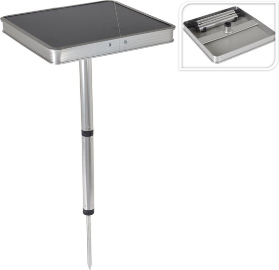Campingtafel - Bijzettafel tuin 26x26x43cm grijs van Camp