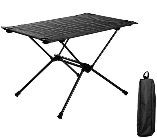 Campingtafel - Draagbare campingtafel - Klaptafel - 39x60x39cm - Tafelblad van Oxford-stof - Draagbaar - Eenvoudig te monteren - Geschikt voor kamperen, wandelen, buiten dineren, strand, picknicks, reizen, tuinactiviteiten - Zwart