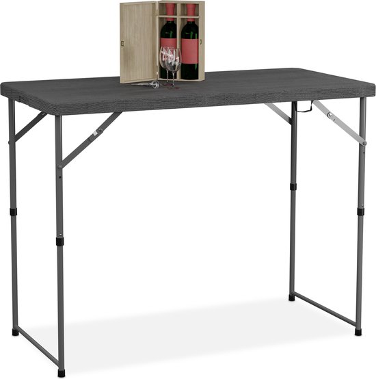 campingtafel inklapbaar - 120 x 60 cm - hoogte verstelbaar - 6 personen - tuintafel - grijs
