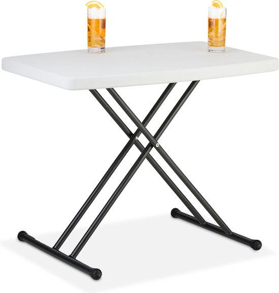 campingtafel - inklapbaar - 3 hoogtes - kunststof & staal - 2 personen - wit van Merkloos