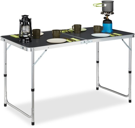 campingtafel inklapbaar - aluminium - MDF - klaptafel - hoogte verstelbaar - 120x60 cm van Merkloos