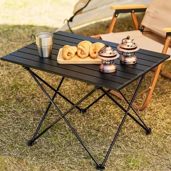 Campingtafel inklapbaar en in hoogte verstelbaar van aluminium voor picknick - tuintafel voor draagbaar feest zwart S vouwtafel van Merkloos