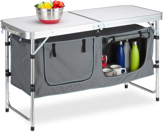 campingtafel inklapbaar - hoogte verstelbaar - campingkast - aluminium - 120x47 cm