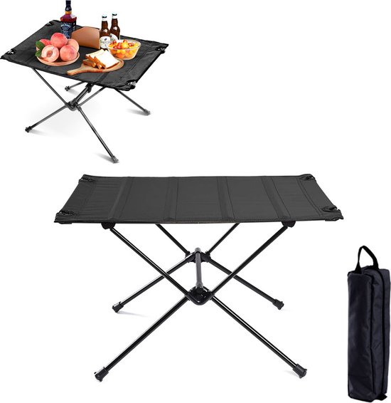 Campingtafel Inklapbaar - Inklapbare Tafel - Kampeertafel Opvouwbaar - Met Opbergtas - 60 x 40 x 40 Cm - Klaptafel - Vouwtafel - Tuintafel - Afneembaar Bureaublad - Draagbaar - Waterdicht - Zwart van Camp