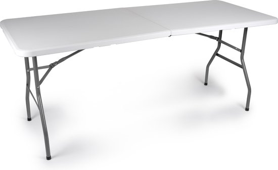 Campingtafel Inklapbaar - Tuintafel Kunststof - 180x74x74cm - tot 6 Personen - Wit van Camp