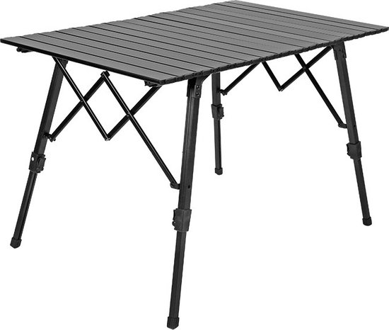 Campingtafel - Inklapbaar - Verstelbaar - Kampeertafel - Picknicktafel - Vouwtafel - Klaptafel - Voor outdoor - 90 x 60 x 43 cm - Zwart van Camp