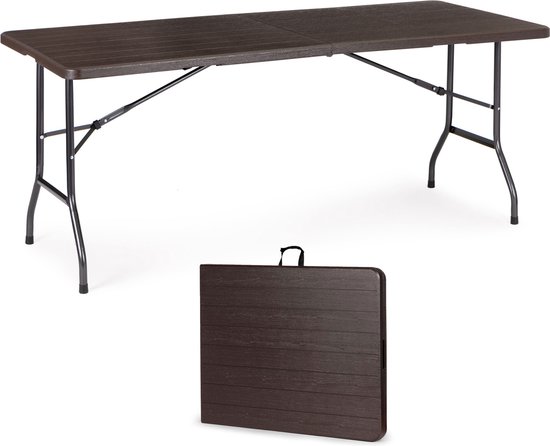 Campingtafel - Klaptafel 179x74 cm - Hout look - Duurzaam HDPE tafelblad - Viking Choice