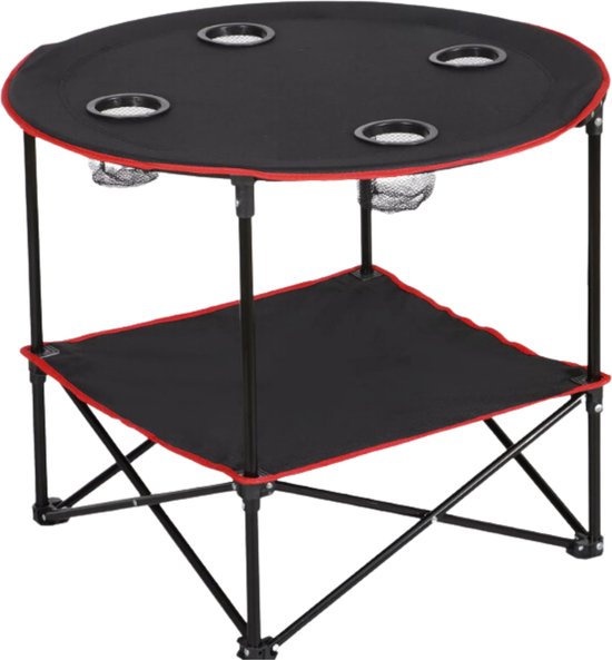 Campingtafel - Klaptafel - Hittebestendig - 2 lagen - Met Draagtas - Zwart - 72x72x61 CM van Camp
