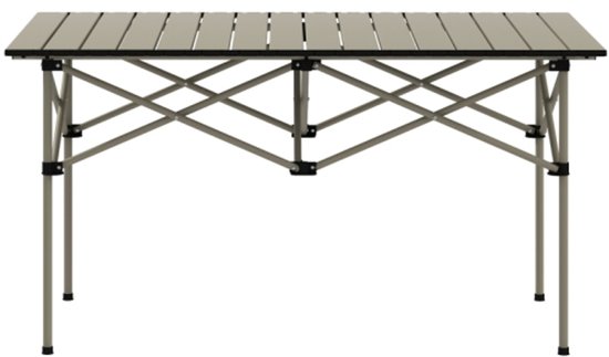 Campingtafel - Klaptafel met oprolbaar tafelblad - Tuintafel van aluminium licht - Bijzettafel - Opvouwbare tafel voor tuin, balkon en camping - Khaki