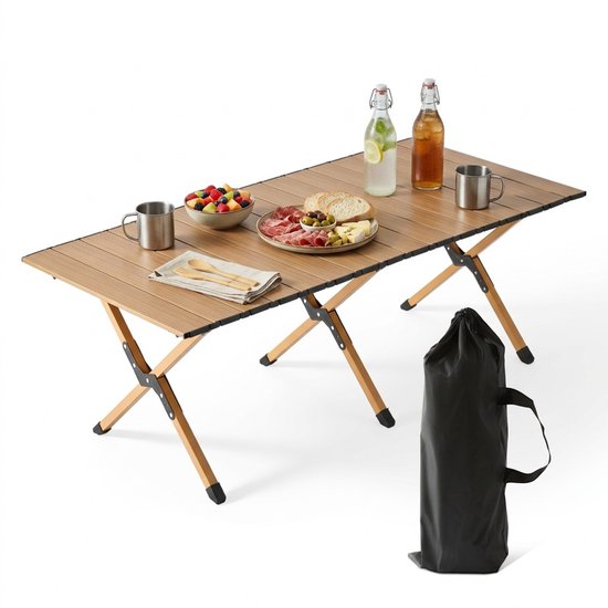 Campingtafel - naturel - 120x44x60 cm - voor camping