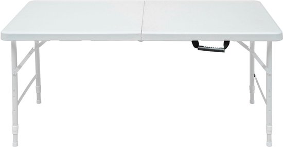 Campingtafels 124.97 cm - Opklapbare Tafel Met Verstelbare Hoogte - Voor Binnen En Buiten - Metaal - Wit