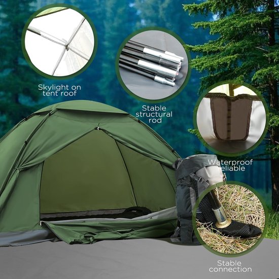 Campingtent 1-4 Personen - Waterdichte Iglotent voor 3-4 Seizoenen - Ultralichte Tent met Snelle Opzet - Geschikt voor Kamperen, Wandelen en Strand - JAICOM