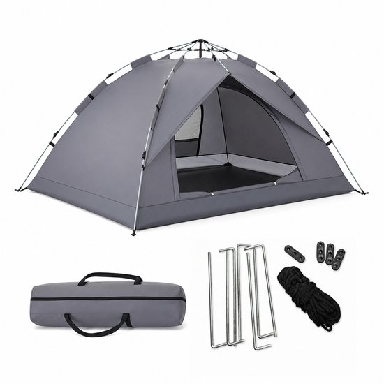 campingtent - 200x135x200 cm - grijs - voor 2 personen