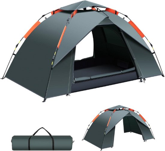 Campingtent - Automatische 1-2 Personen - Onmiddellijke Tent - Pop-Up Ultralichte Koepeltent - 4 Seizoenen - Waterdicht En Winddicht - Campingtent Met Afneembaar Buitenzeil - Dubbellaags (Groen) van Merkloos