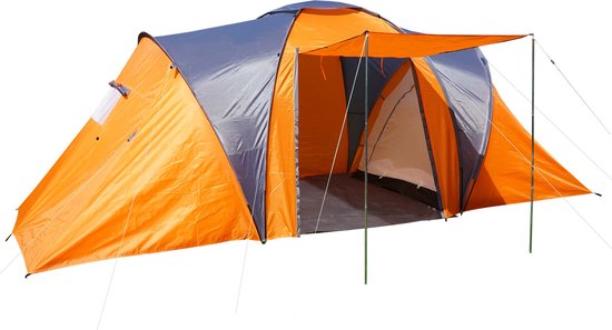 Campingtent Loksa, 4-persoons koepeltent iglo tent festivaltent, 4 persoons ~ oranje van Camping