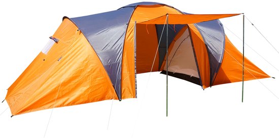 Campingtent Loksa, 6-persoons koepeltent Iglo tent Feesttent, 6 personen ~ oranje van Camping