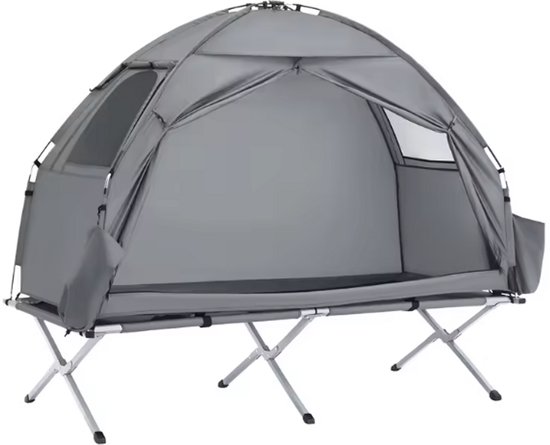 Campingtent - Opblaasbare Tent – Kampeertent – Lichtgewicht Tent – Outdoor Tent – Snelle Inflatie – Aluminium Frame – Compact Draagtas - Grijs van Merkloos