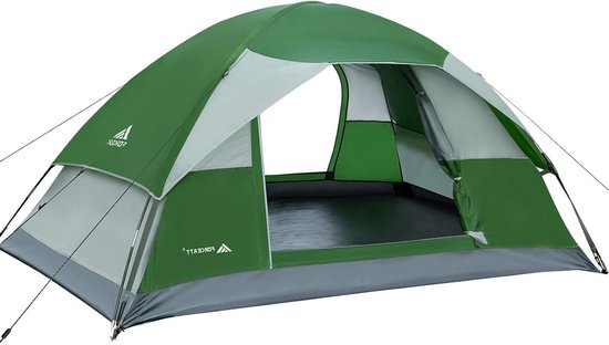 Campingtent voor 2 personen met dubbele deuren, waterdicht, winddicht, eenvoudig op te zetten, ideaal voor backpacken, ventilatie en perfect voor outdoor en wandeltochten van Merkloos
