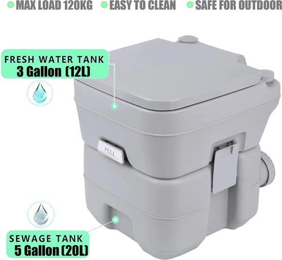 Campingtoilet inklapbaar 30L - Draagbaar camping toilet - Incl. deksel van Adventure Goods