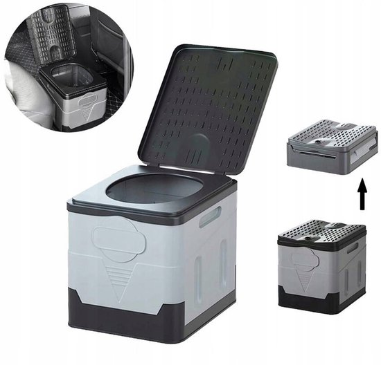 Campingtoiletten - Draagbaar Toilet - Portable toilet - Noodtoilet - Grijs - 20L - 150kg Draagvermogen & Compact Ontwerp - Geschikt voor Kamperen, Auto en Thuis van Merkloos