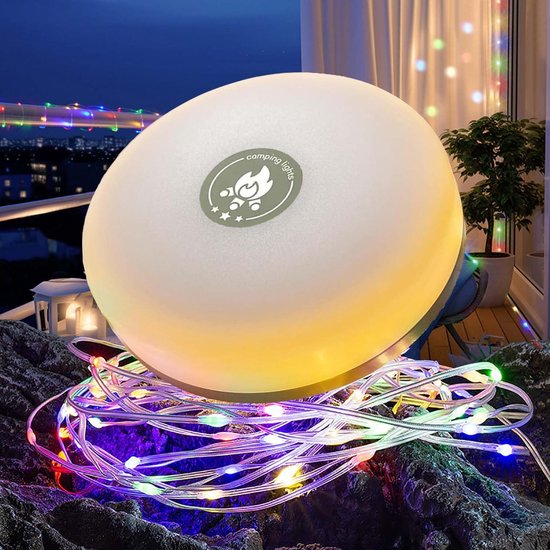 Campingverlichtingssnoer - Gekleurde lampjes - 4-in-1 draagbare oplaadbare buitenverlichtingssnoer - Waterdichte Draagbare Intrekbare Outdoor Solar String Lights - voor kamperen, tuin, wandelen, decoratie, Kerstmis - USB Oplaadbare Tent Lamp - 10 m