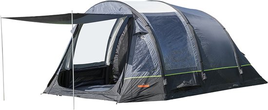 Campout 5 Persoons Familietent Opblaasbare Tunneltent - 2 Slaapcabines - 5000 mm Waterdicht - Grote Leefruimte - Incl. Pomp & Luifel van Campout