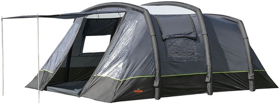 Campout 6-Persoons Familietent Opblaasbare Tunneltent - 5000 mm Waterdicht - 2 Slaapcabines - 19 m² - 15 min Opzettijd - Incl. Pomp & Luifel van Campout