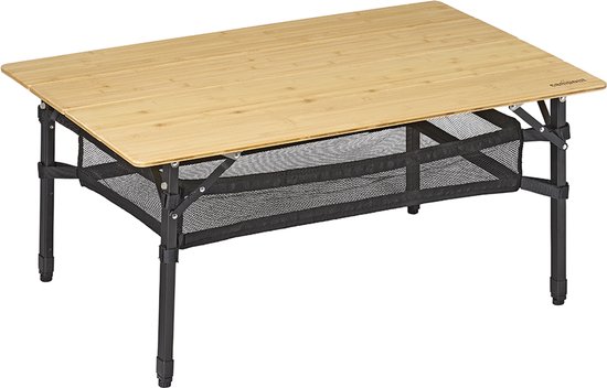 Campout Campingtafel - 100 x 65 cm - Inklapbare Tuintafel - Opvouwbare Camping Tafel - Vouwtafel - Klaptafel - 6 personen - Hoogte Verstelbaar - Inclusief Draagtas - Bamboe van Merkloos