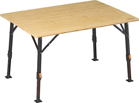Campout Campingtafel - 100 x 72 x 70 cm - Inklapbare Tuintafel - Opvouwbare Camping Tafel - Vouwtafel - Klaptafel - Hoogte Verstelbaar - Inclusief Handvat - Bamboe