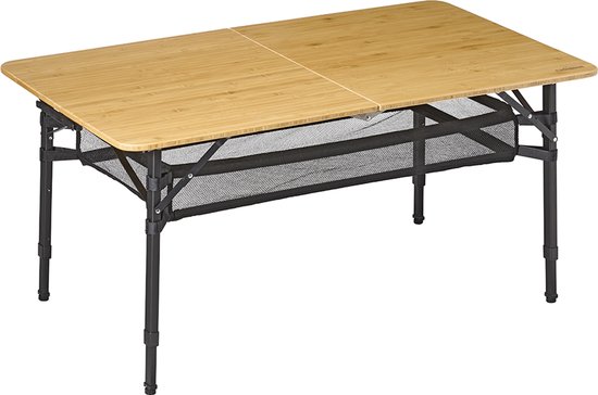Campout Campingtafel - 120 x 70 cm - Inklapbare Tuintafel - Opvouwbare Camping Tafel - Vouwtafel - Klaptafel - 6 personen - Hoogte Verstelbaar - Inclusief Handvat - Bamboe