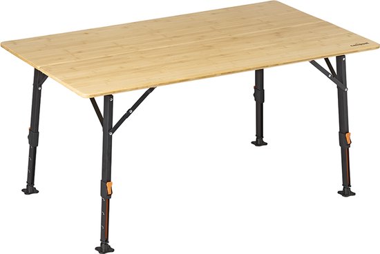 Campout Campingtafel - 120 x 70 x 70 cm - Inklapbare Tuintafel - Opvouwbare Camping Tafel - Vouwtafel - Klaptafel - Hoogte Verstelbaar - Inclusief Draagtas - Bamboe